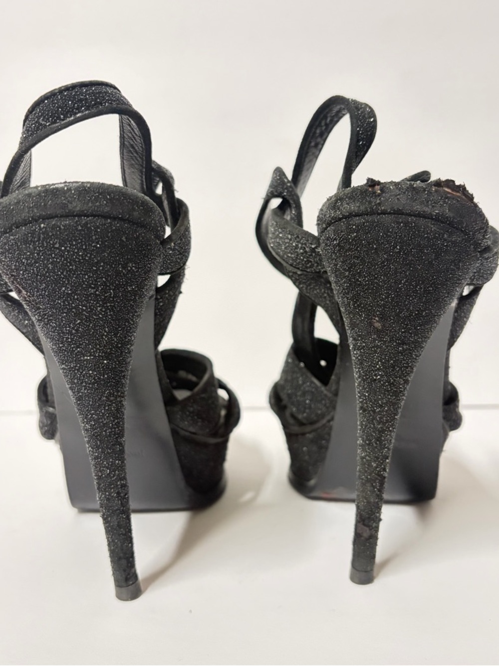 Saint Laurent Tribute 105 Platform Sandals Calfskin Black size 39.5 - Picture 6 of 13